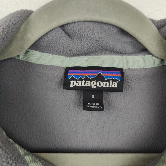 Patagonia Micro D Snap-T Pullover Jacket Men Small Green Gray Colorblock Sweater - Picture 6 of 9